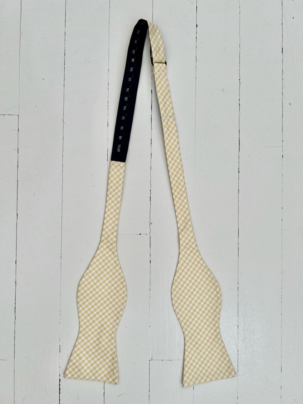 Tommy Hilfiger Yellow/White Gingham Self-Tie Bow Tie